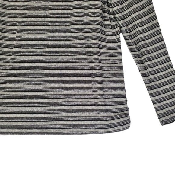 TALBOTS Sweater SZ XL Black Silver Metallic Stripes Knit‎ Long Sleeves Academia - Picture 5 of 7